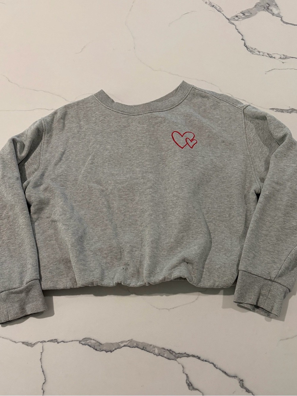 Universal Thread Grey Sweatshirt with Red Heart Embroidery